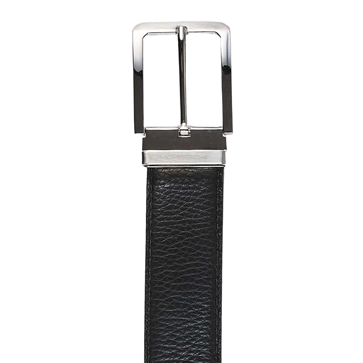 Moreschi Black Grained Calf Leather 35mm Belt Buckle