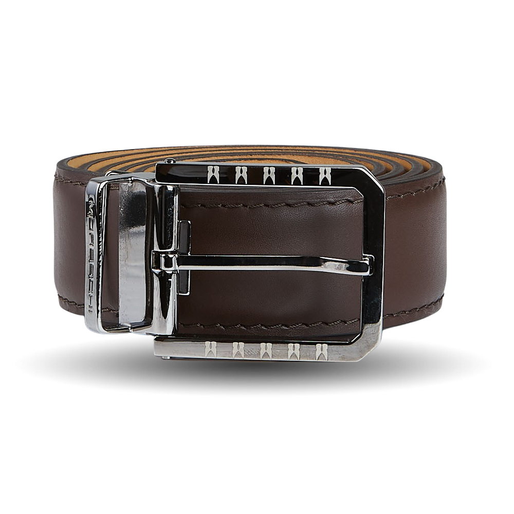 Moreschi Chocolate Brown Calf Leather 35mm Belt Feature