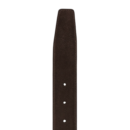 Moreschi Chocolate Brown Suede Leather 35mm Belt Edge