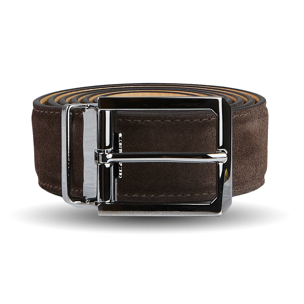 Moreschi Chocolate Brown Suede Leather 35mm Belt Feature