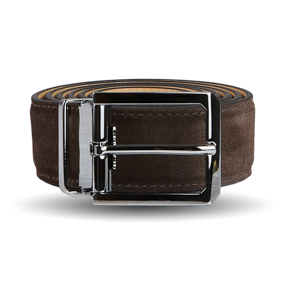 Moreschi Chocolate Brown Suede Leather 35mm Belt Feature