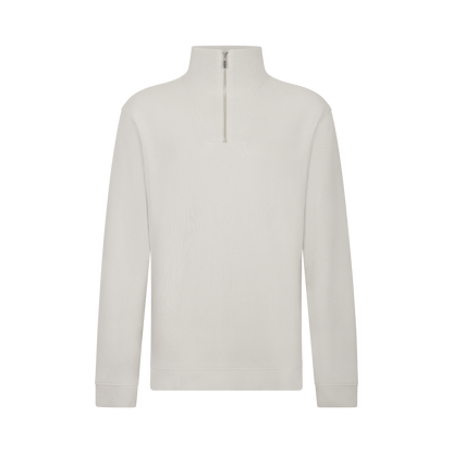 Dove Grey Ribbed Cotton Quarter Zip