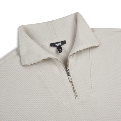 Dove Grey Ribbed Cotton Quarter Zip