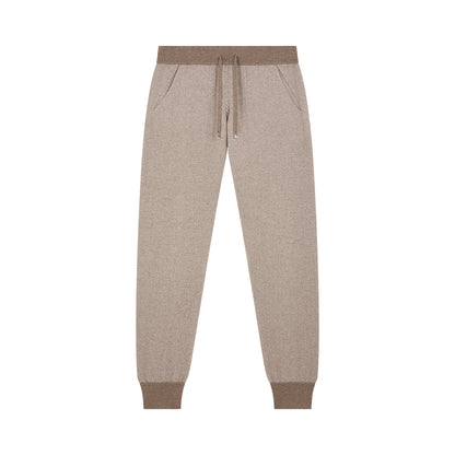Beige/Brown Herringbone Wool Cashmere Jogger
