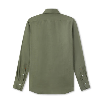 Dark Green Linen Popover Shirt