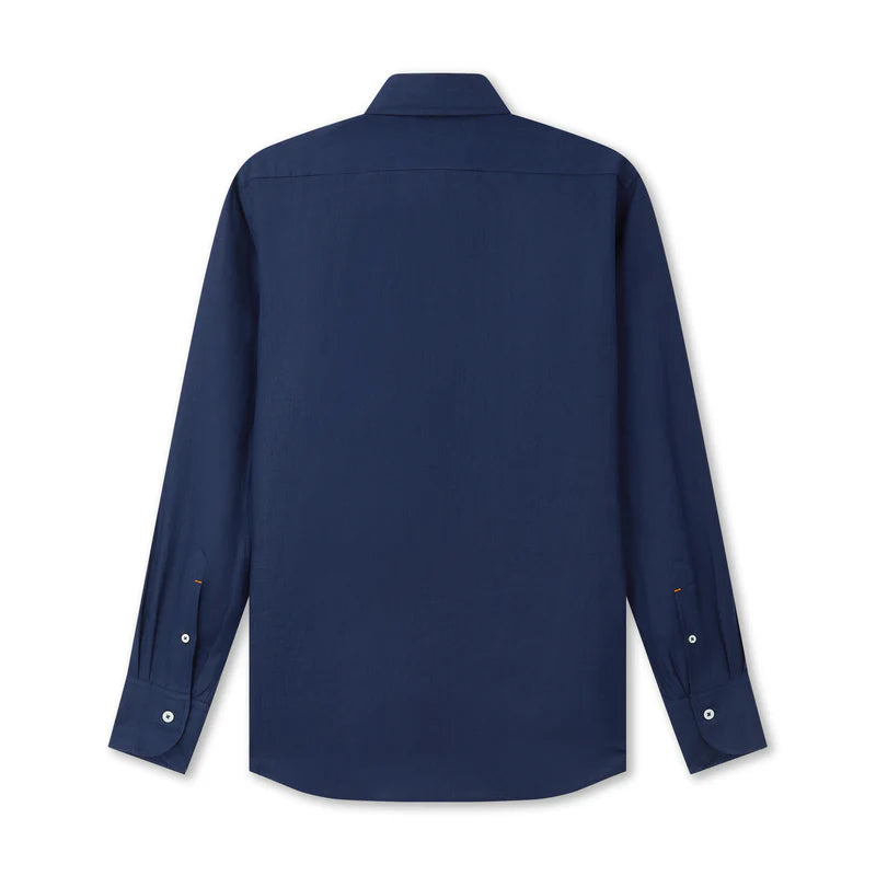 Navy Blue Linen Popover Shirt