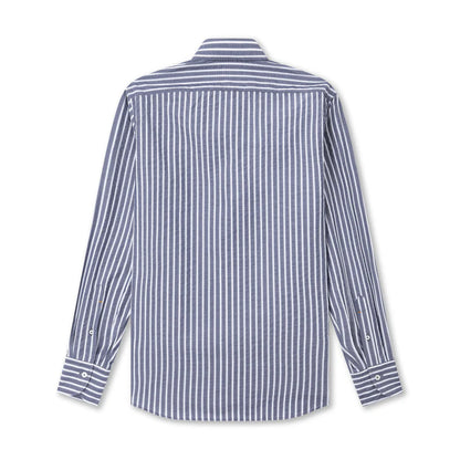 Blue/White Seersucker Popover Lounge Smock
