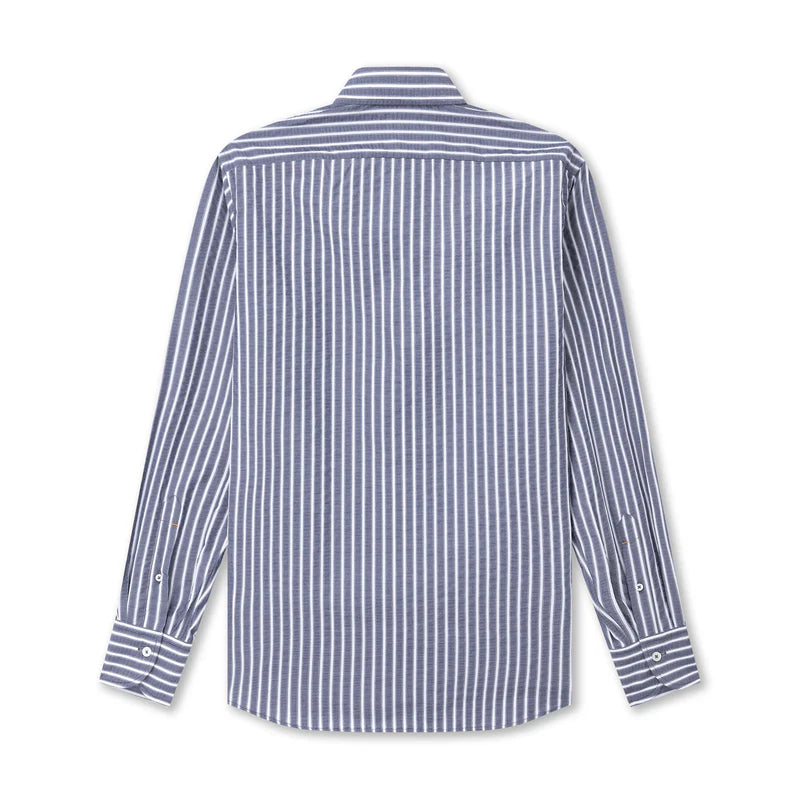 Blue/White Seersucker Popover Lounge Smock