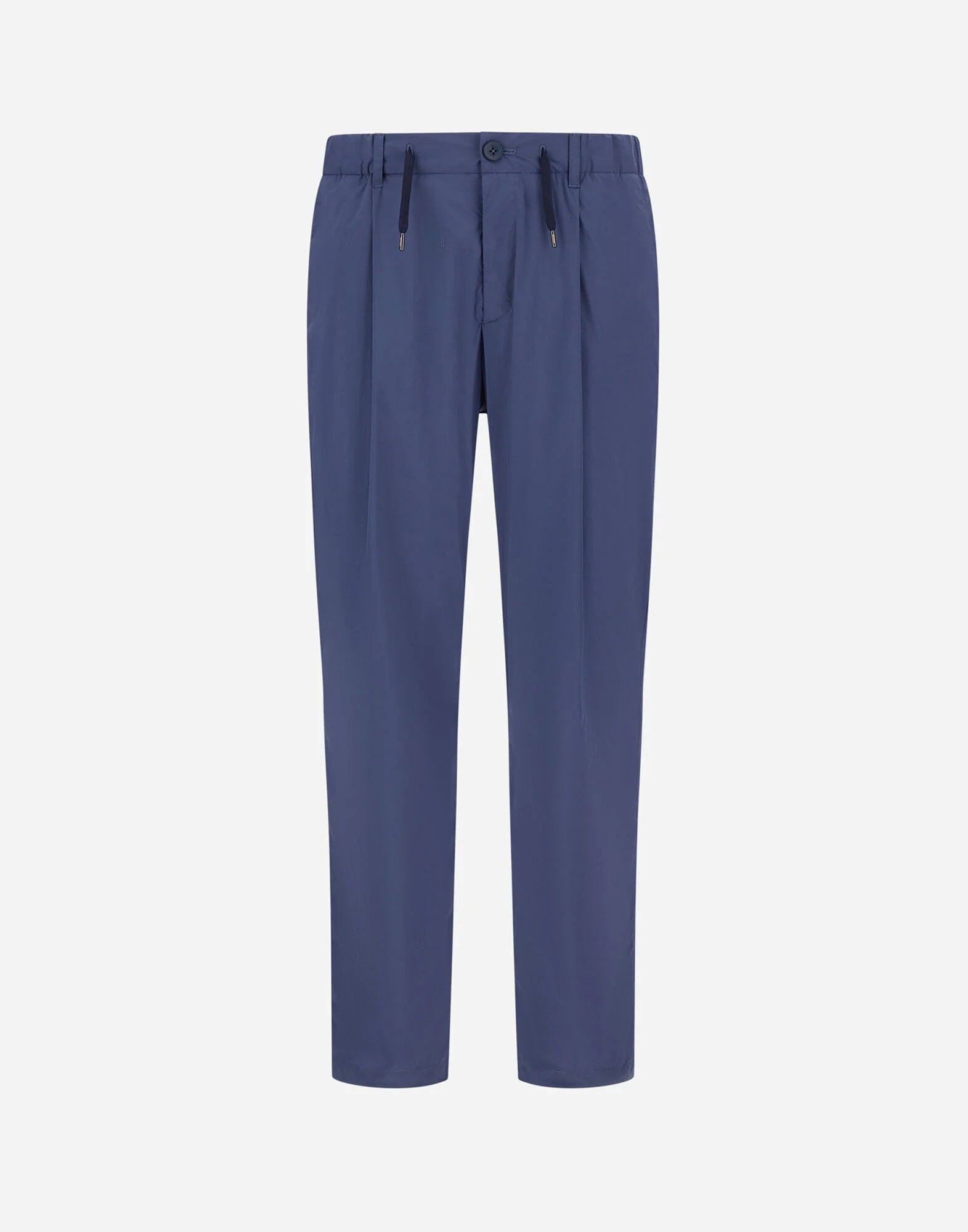 Blue Lightweight Nylon Drawstring Casual Trousers
