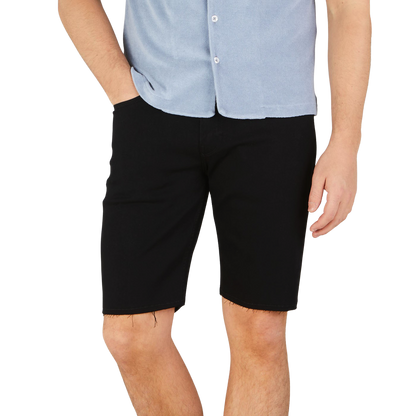 Paige Black Shadow Cotton Stretch Federal Shorts Front