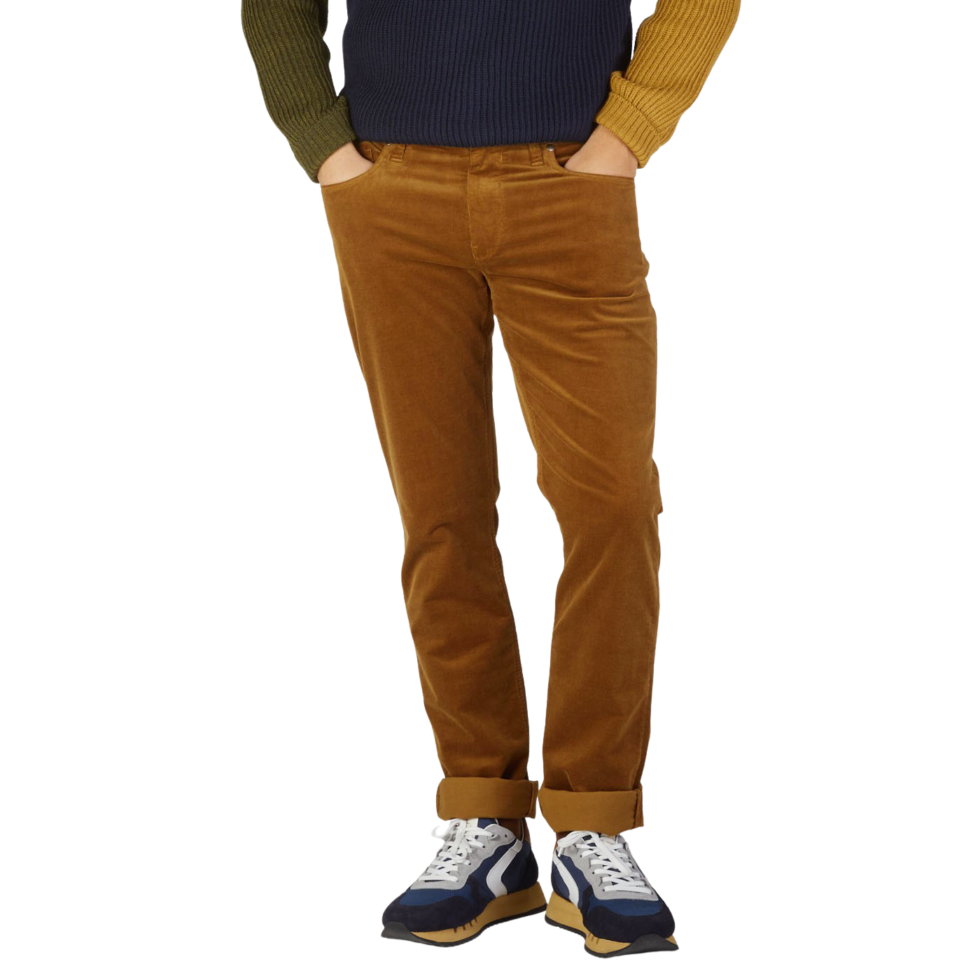 Paige Brown Cotton Corduroy Five Pocket Trousers Front