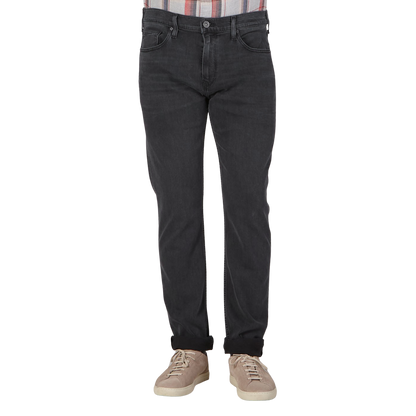 Paige Charcoal Grey Cotton Stretch Lennox Jeans Front
