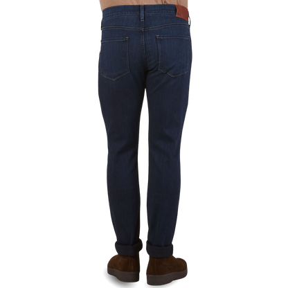 Paige Dark Blue Cotton Stretch Lennox Jeans Back