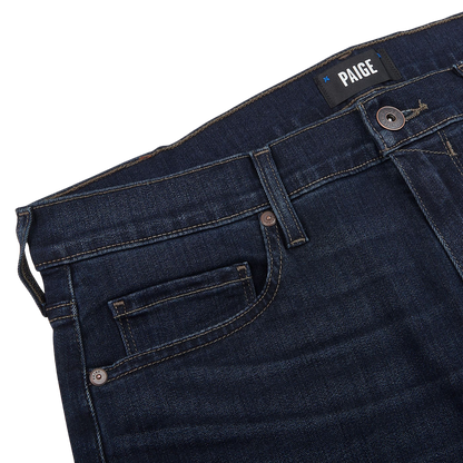 Paige Dark Blue Cotton Stretch Lennox Jeans Edge