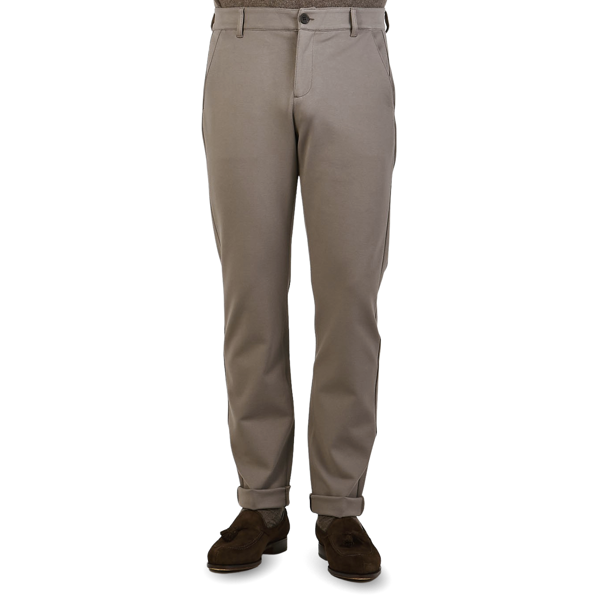 Paige Dark Taupe Jersey Stafford Trousers Front