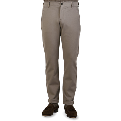 Paige Dark Taupe Jersey Stafford Trousers Front