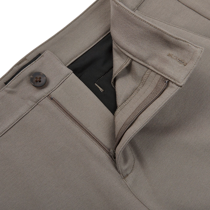 Paige Dark Taupe Jersey Stafford Trousers Zipper