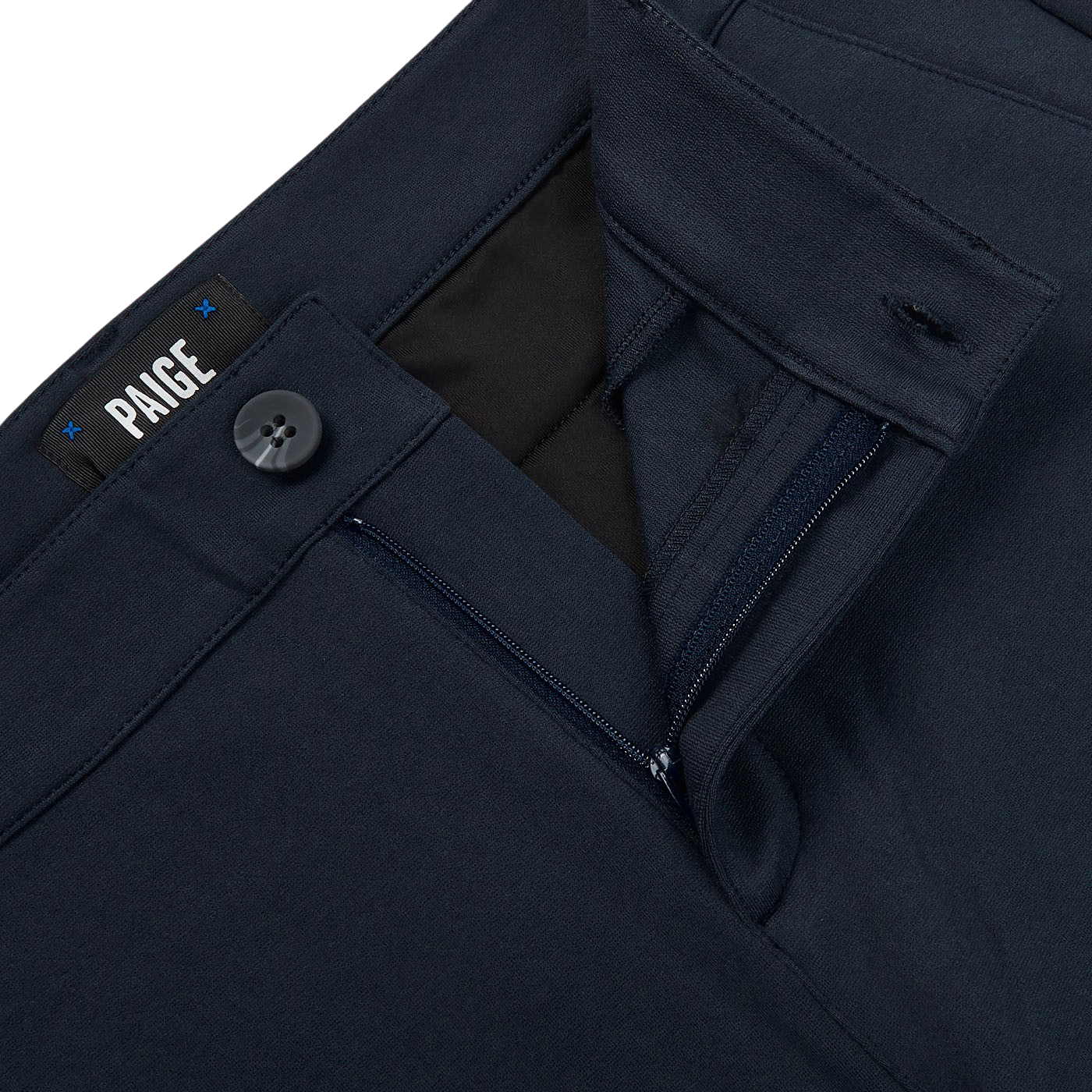 Paige Deep Anchor Blue Jersey Stafford Trousers Zipper