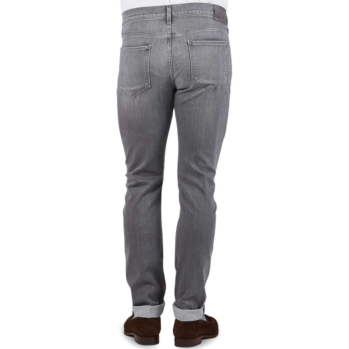 Paige Light Grey Cotton Stretch Lennox Jeans Back