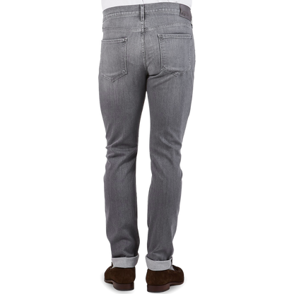 Paige Light Grey Cotton Stretch Lennox Jeans Back