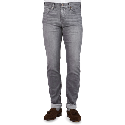 Paige Light Grey Cotton Stretch Lennox Jeans Front