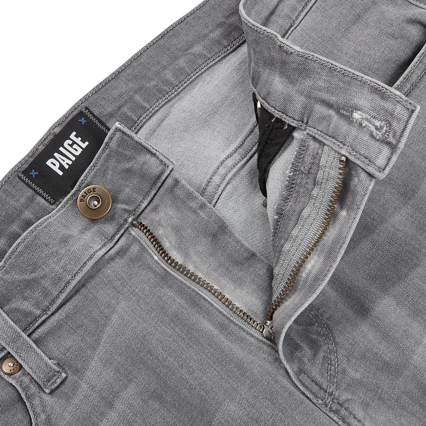 Paige Light Grey Cotton Stretch Lennox Jeans Zipper
