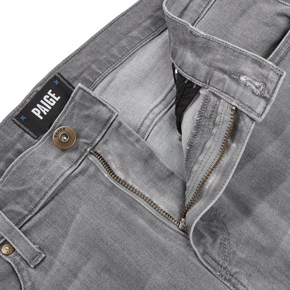 Paige Light Grey Cotton Stretch Lennox Jeans Zipper