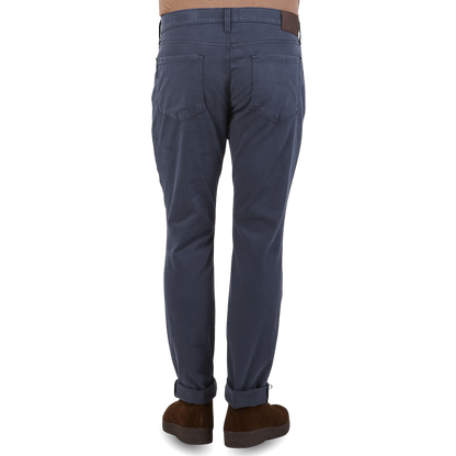 Paige Paige Dark Taupe Jersey Stafford Trousers Zipper Back