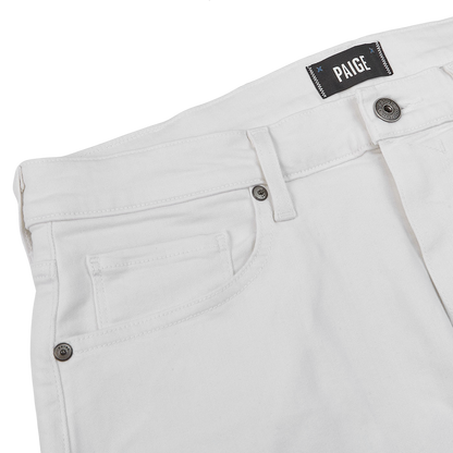 Paige White Icecap Cotton Stretch Lennox Jeans Edge