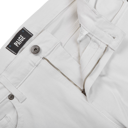 Paige White Icecap Cotton Stretch Lennox Jeans Zipper
