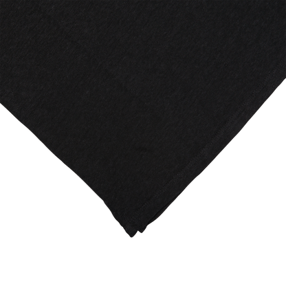 A black Black Linen Capri Collar Polo Shirt on a white linen background by Paige.