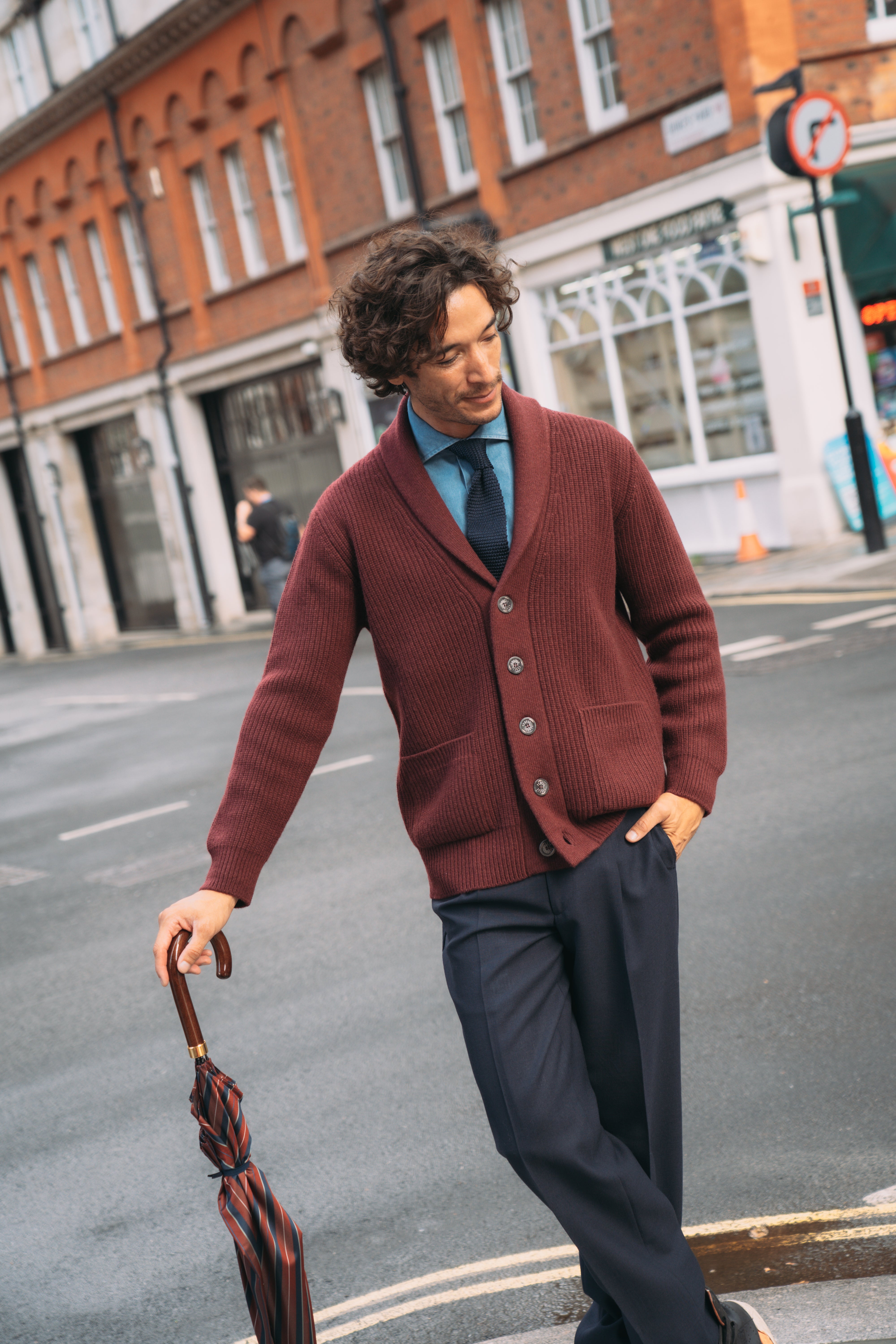 Burgundy Wool/Cashmere Morgan Shawl Cardigan