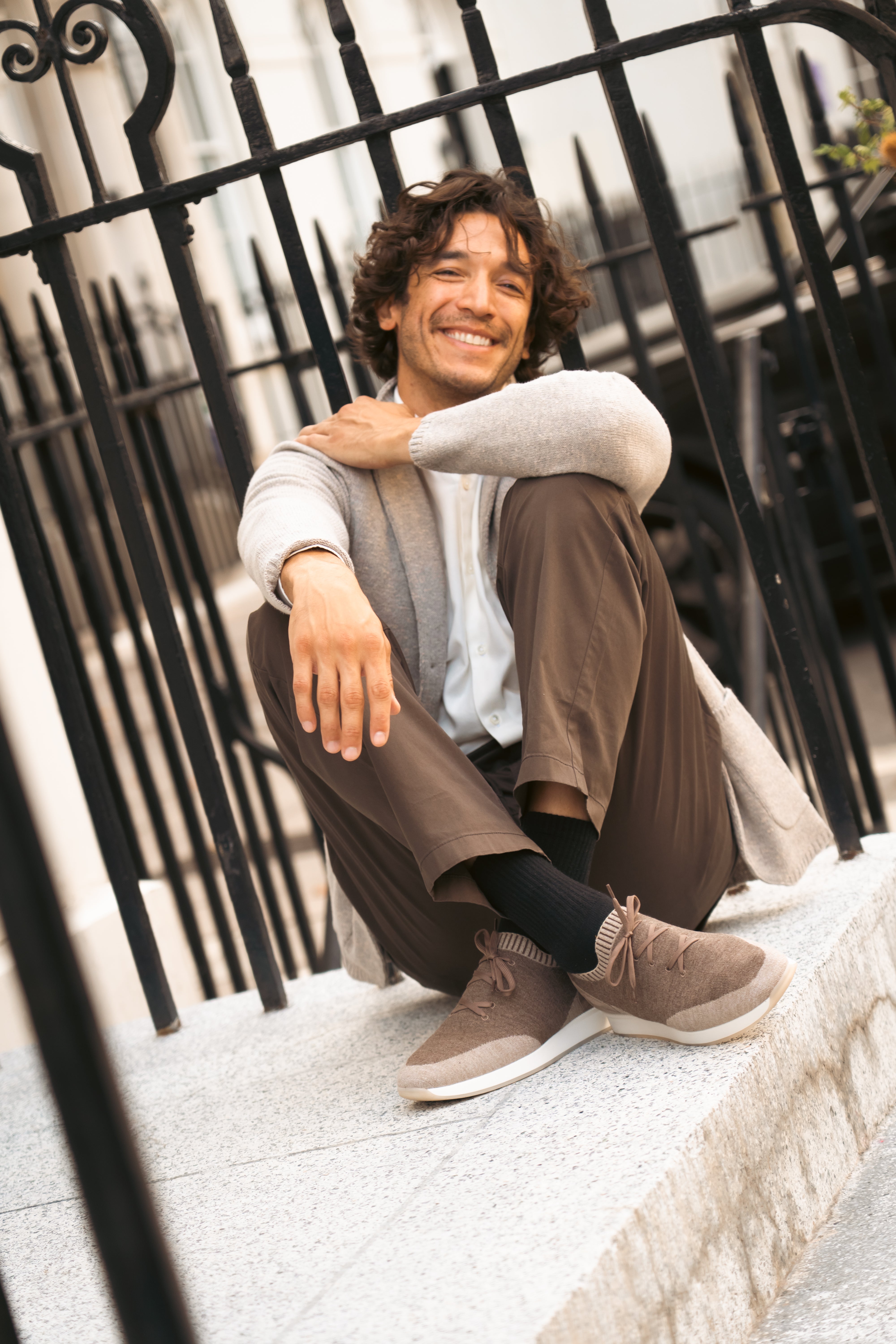 Taupe Brown Active Knit Wool Sneaker