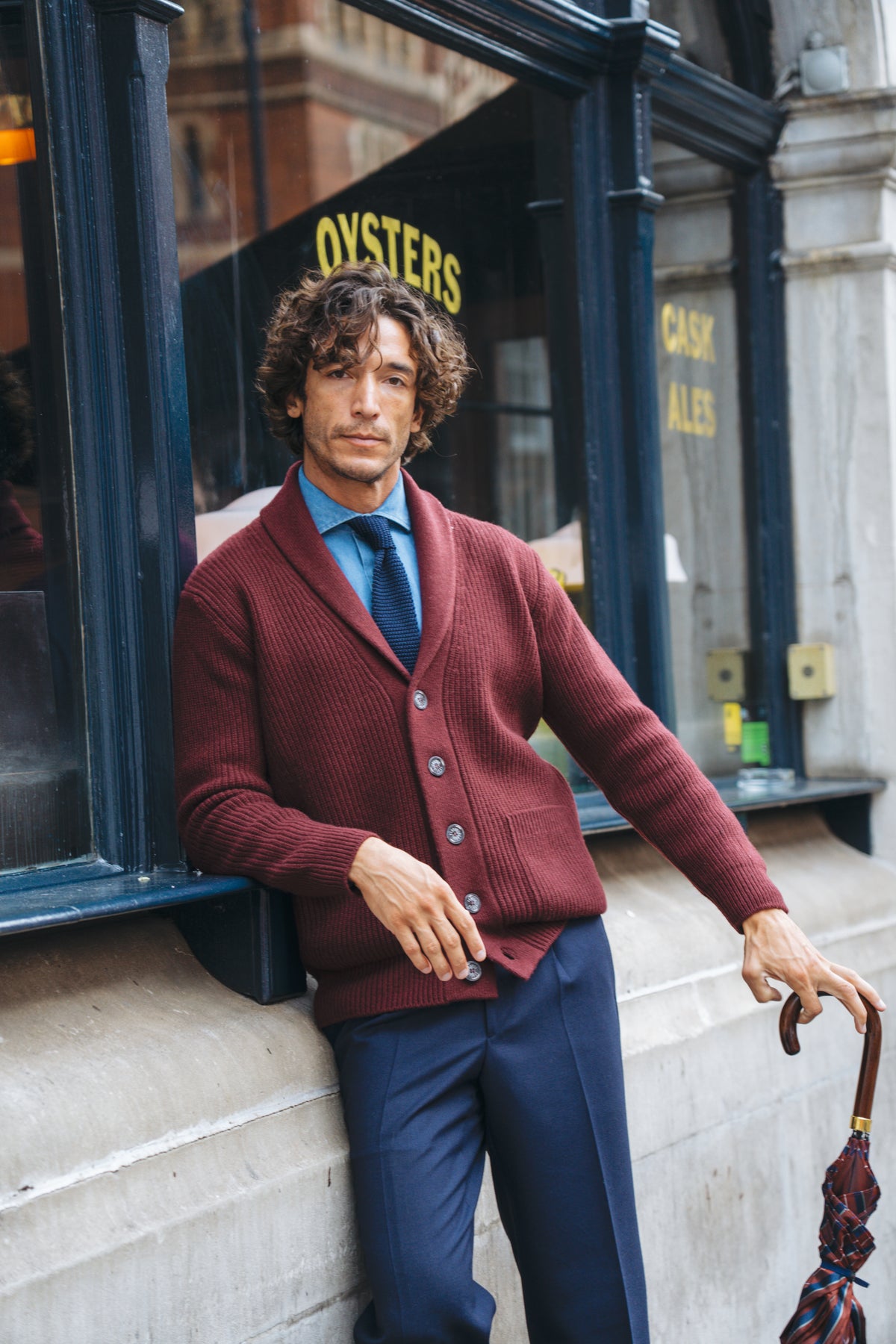Burgundy Wool/Cashmere Morgan Shawl Cardigan