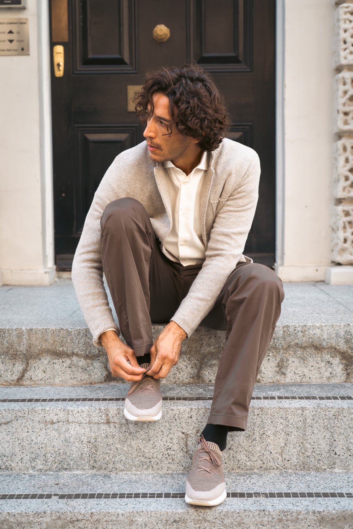 Taupe Brown Active Knit Wool Sneaker
