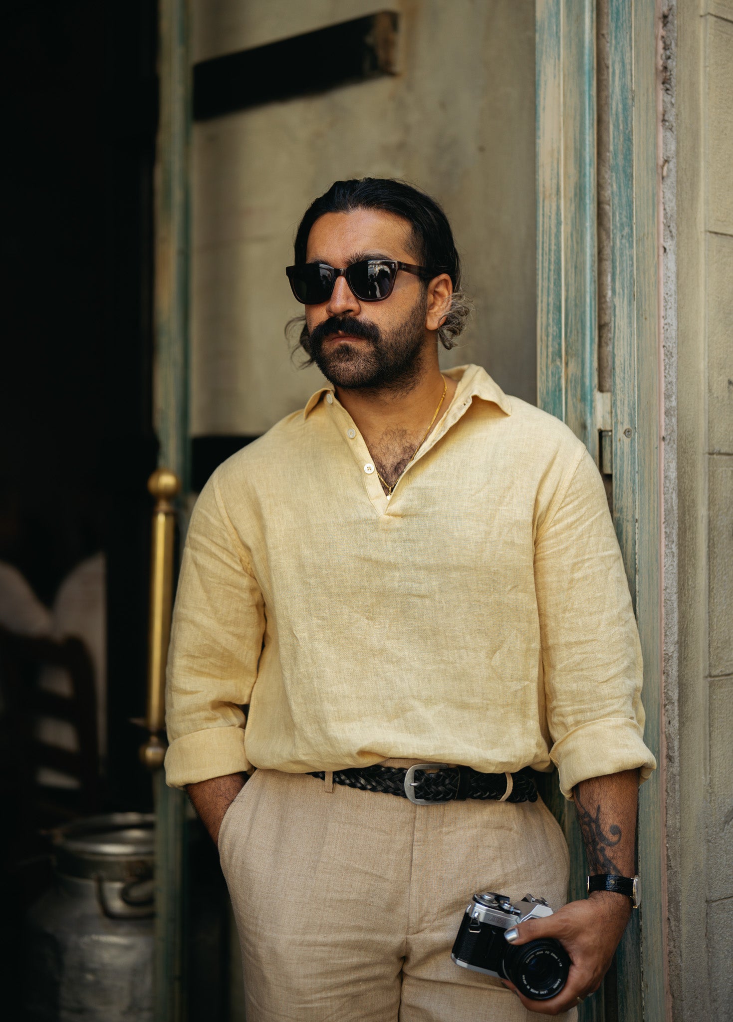 Beige Linen Popover Shirt
