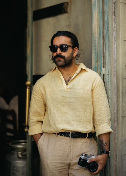 Beige Linen Popover Shirt
