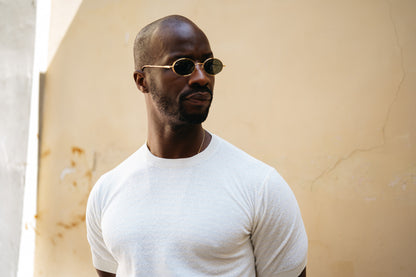 Beige Stripe Towelling T-Shirt