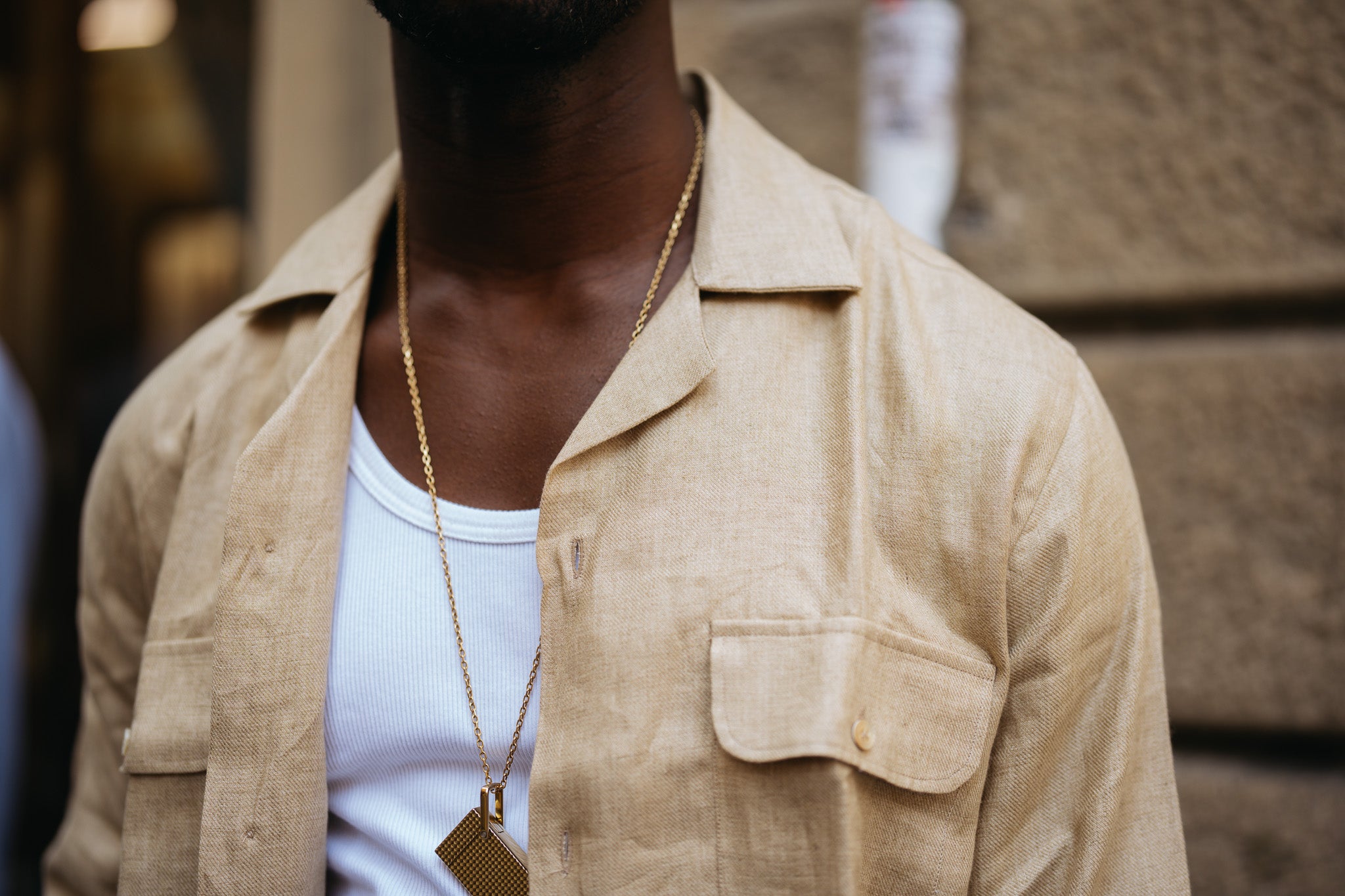 Beige Linen Army Shirt