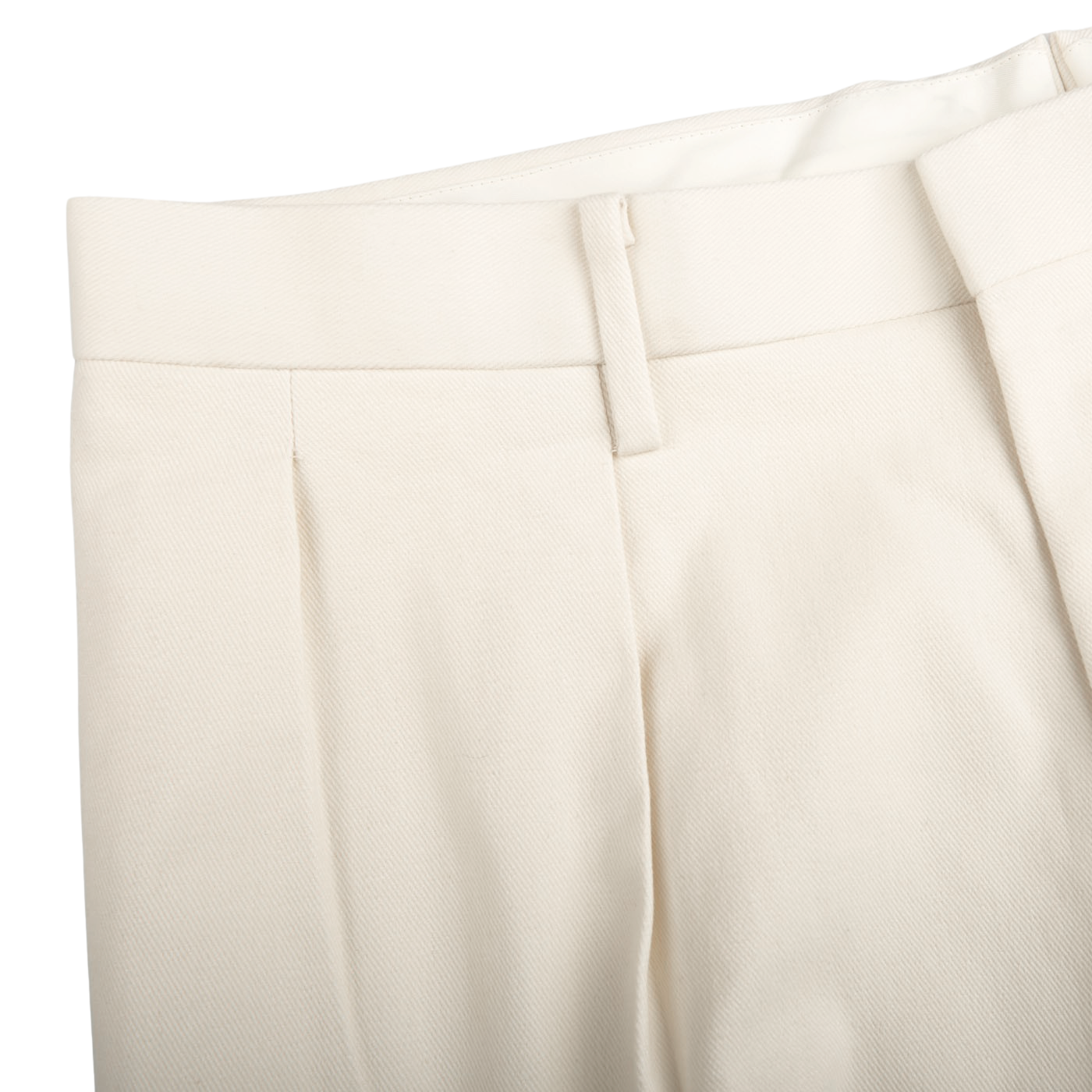Ring Jacket Cream Heavy Cotton Twill Pleated Trousers Edge