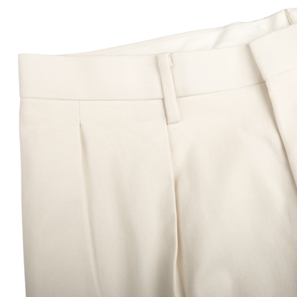 Ring Jacket Cream Heavy Cotton Twill Pleated Trousers Edge