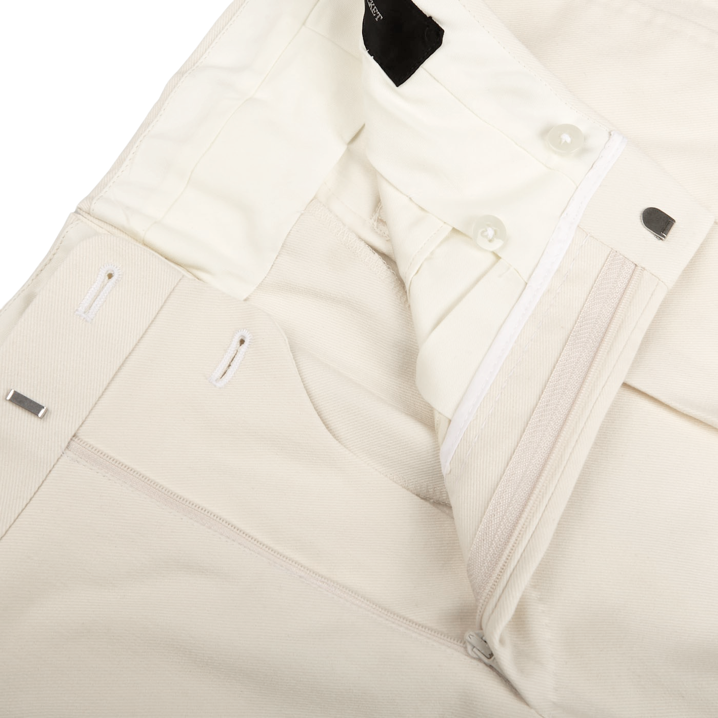 Ring Jacket Cream Heavy Cotton Twill Pleated Trousers Zipper