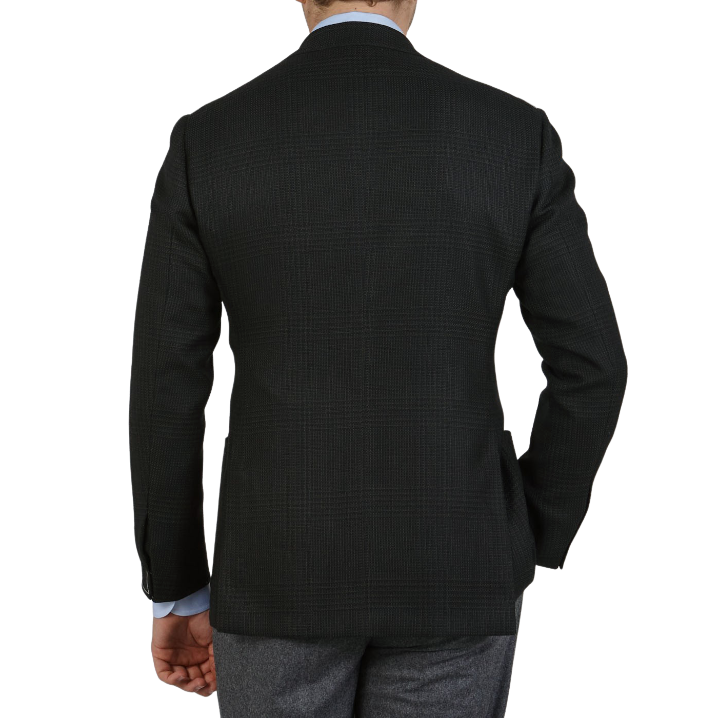 Ring Jacket Green Blue Checked Wool Balloon Blazer Back