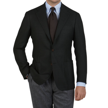 Ring Jacket Green Blue Checked Wool Balloon Blazer Front
