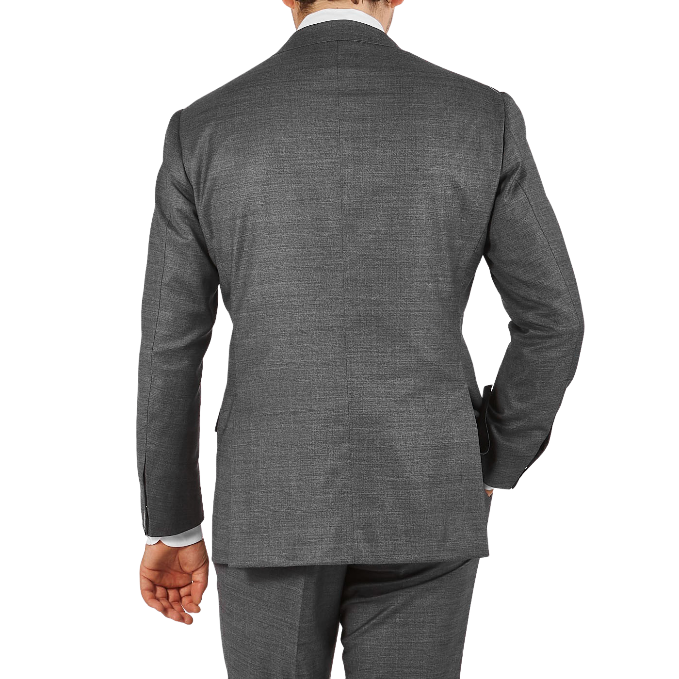 Ring Jacket Grey Melange Pic 'n Pic Wool Suit Back