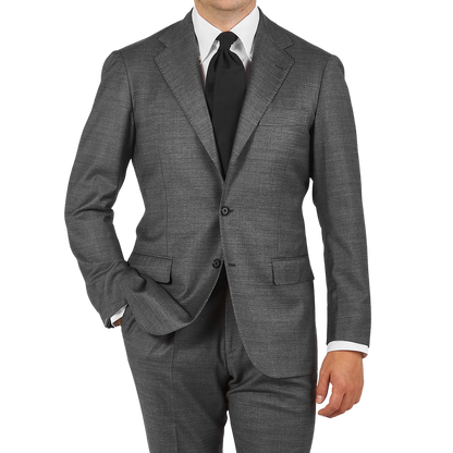 Ring Jacket Grey Melange Pic 'n Pic Wool Suit Front