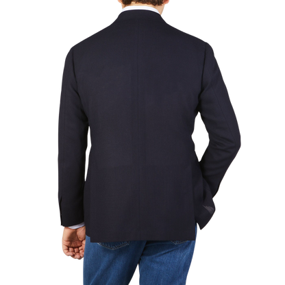 Ring Jacket Navy Blue Wool Balloon Club DB Blazer Back