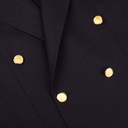 Ring Jacket Navy Blue Wool Balloon Club DB Blazer Closed