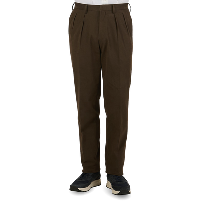Ring Jacket Olive Heavy Cotton Twill Pleated Trousers Front