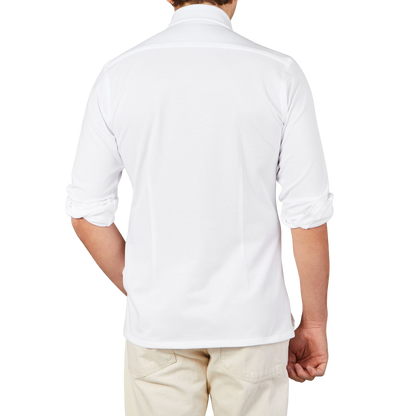 Ring Jacket White Long Sleeve Pique Shirt Back